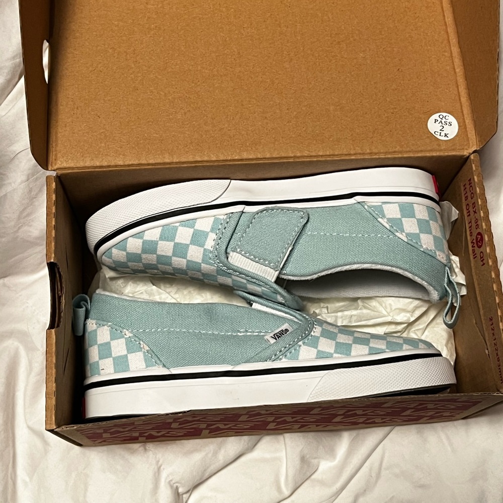 Vans Toddler 9.5 Blue + white Checkerboard
